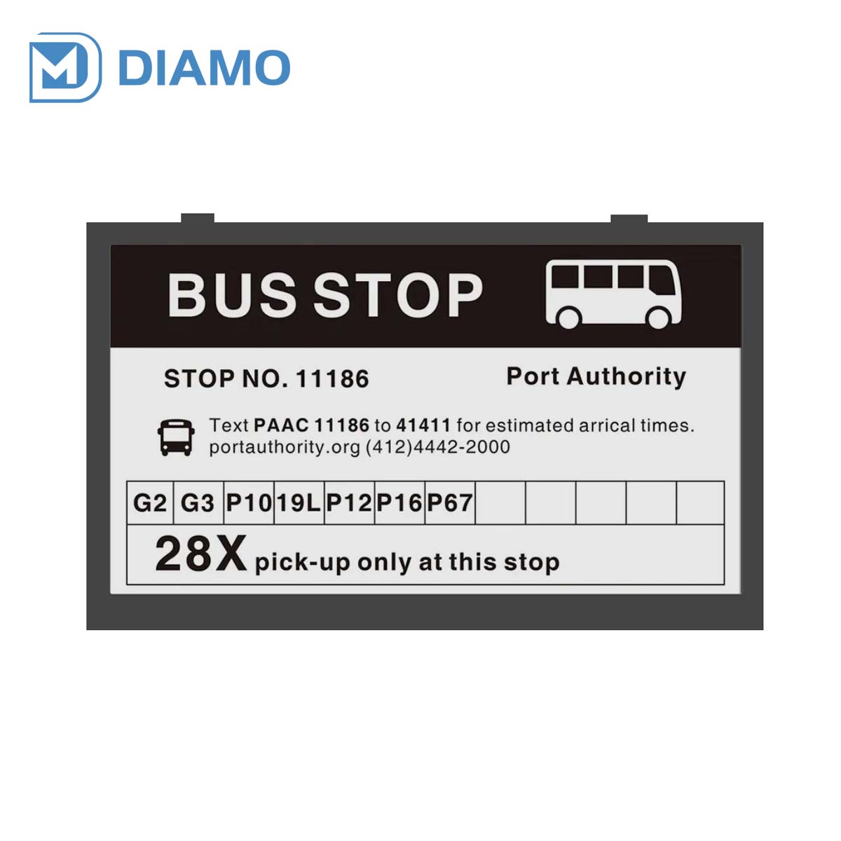 31.2-inch black and white electronic ink display outdoor bus information stop sign solution, simple wiring-free hanging ear installation, support Bluetooth, WiFi, 4G communication, low power consumption and green environmental protection, DMPQ312BW1